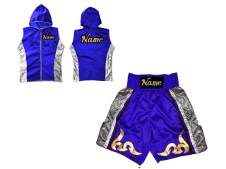 Boxing Set - Custom Boxing Hoodies and Boxing Shorts : KNCUSET-005-Blue